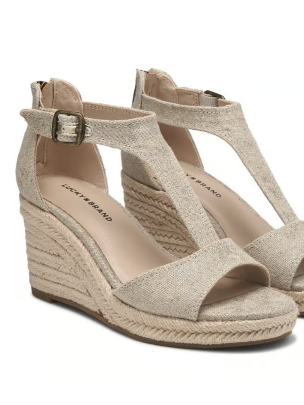 Lucky Brand Beige Espadrille Wedge Sandals
